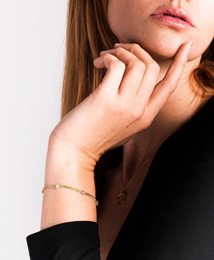 Birthstone Bracelet February 18ct Gold Plated - Larsson & Jennings | Official Store