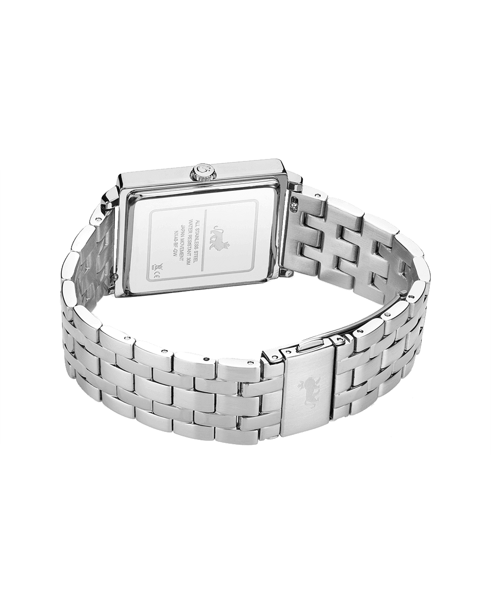 Silver boyfriend watch discount
