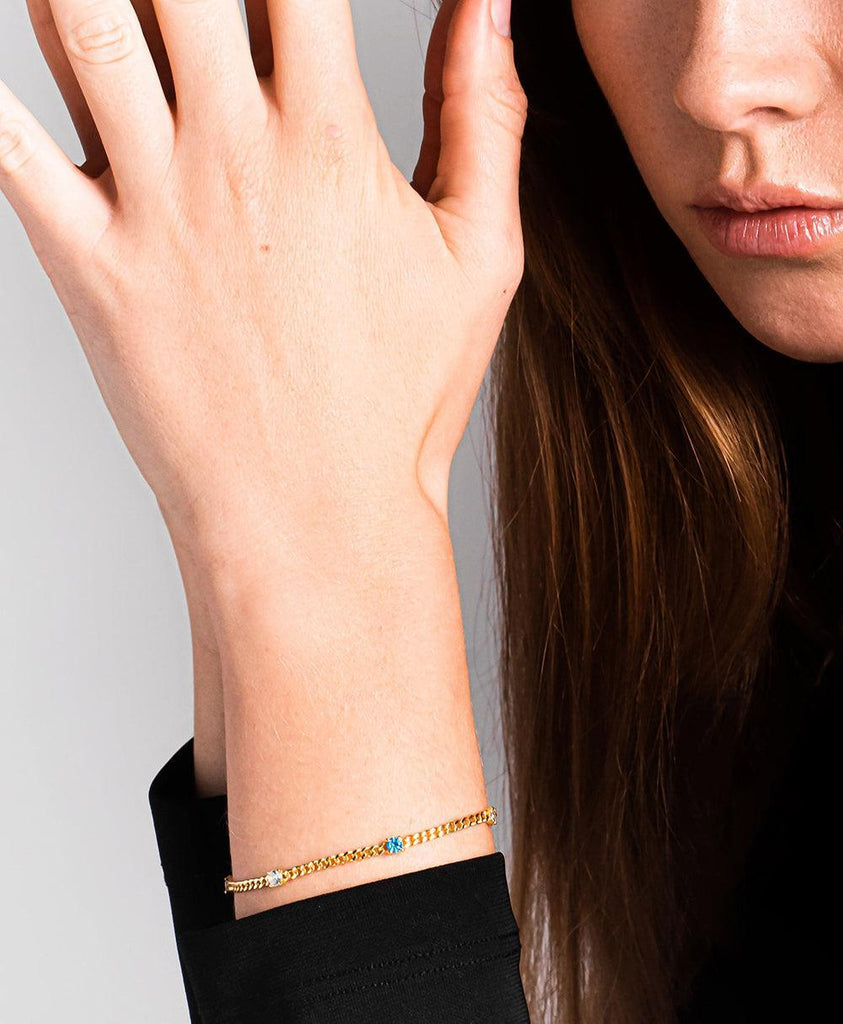 Birthstone Bracelet March 18ct Gold Plated - Larsson & Jennings | Official Store