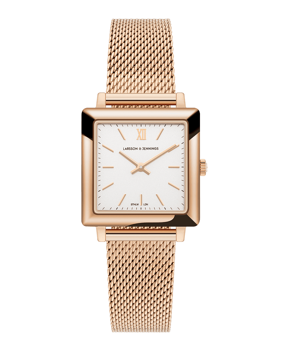 LJXII NORSE MILANESE 34MM ROSE GOLD SATIN WHITE Larsson Jennings