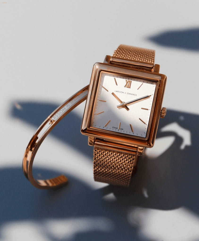 Norse Milanese 34mm Rose Gold Satin-White - Larsson & Jennings | Official Store
