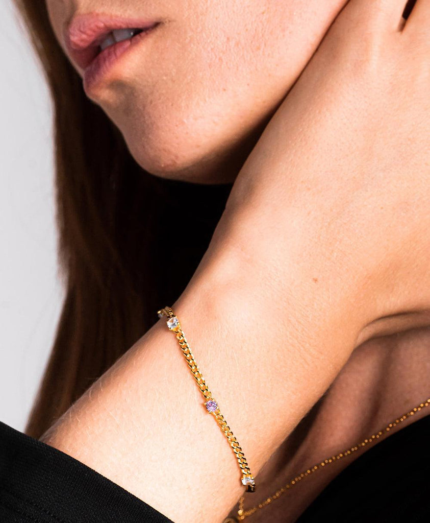 Birthstone Bracelet February 18ct Gold Plated - Larsson & Jennings | Official Store