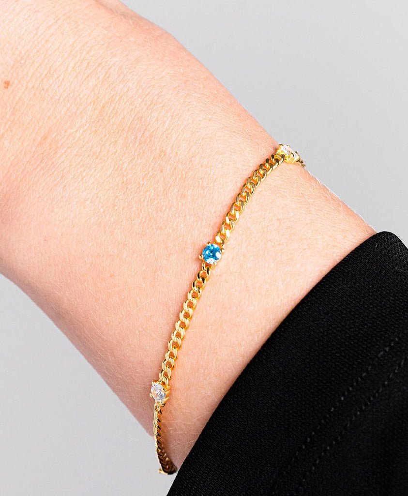 Birthstone Bracelet March 18ct Gold Plated - Larsson & Jennings | Official Store