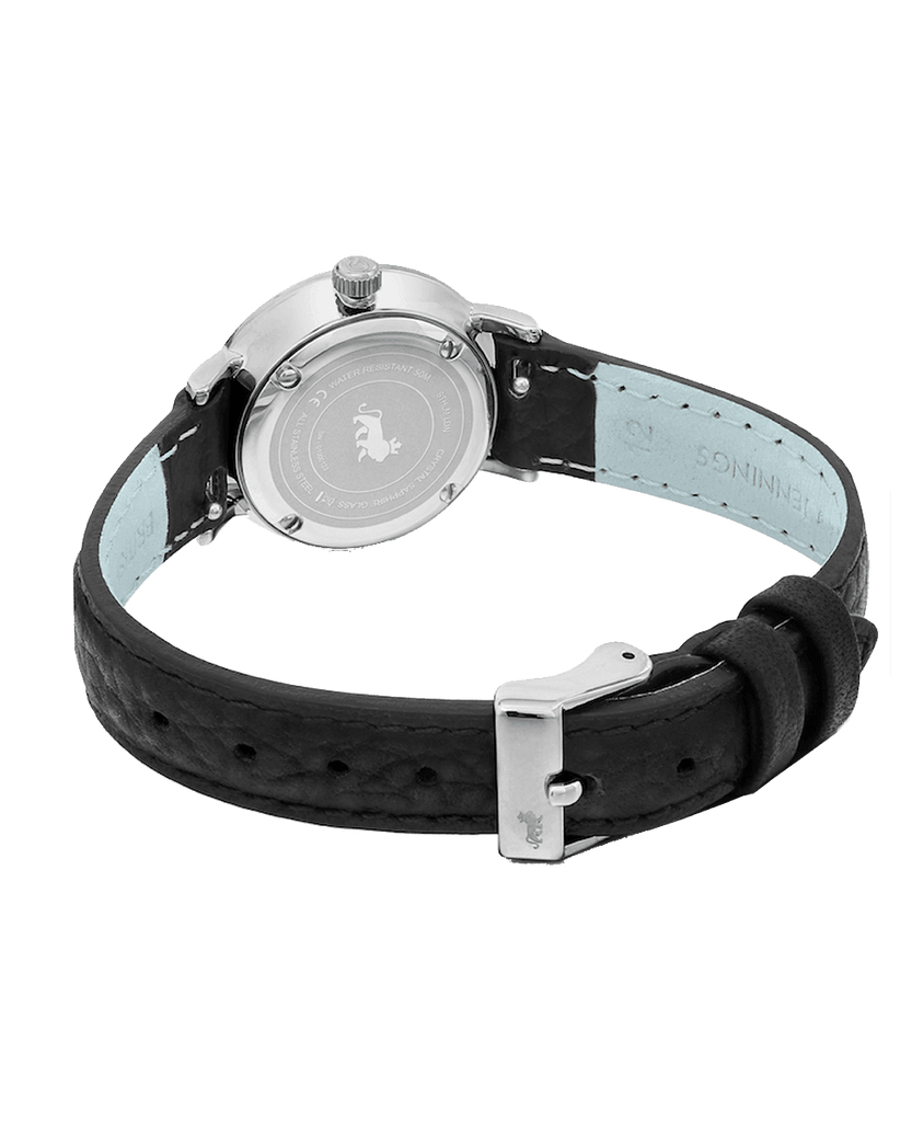 Lugano Black Leather 26mm Silver Satin White - Larsson & Jennings | Official Store