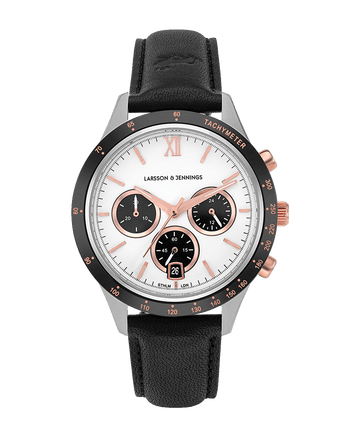 Rally Black Leather 39mm Silver Black White Rose Gold - Larsson & Jennings | Official Store
